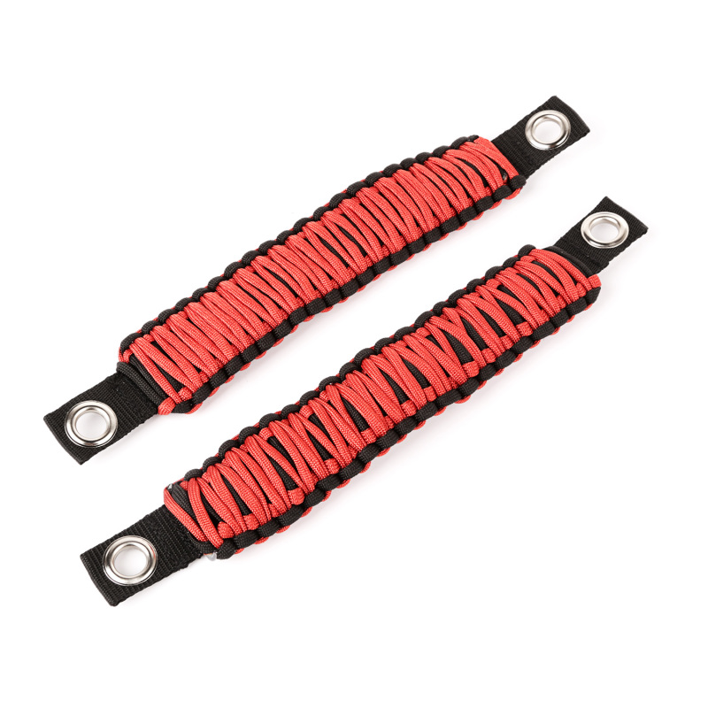 Jeep Wrangler JKU Grab Handles - A-Pillar - Rugged Ridge - Paracord - Red - `07-`18